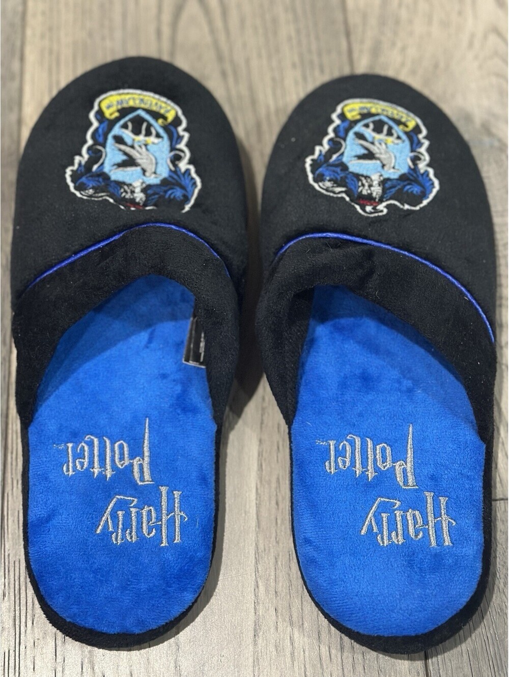 Authentic Harry Potter Ravenclaw house slippers featuring an embroidered, 7M